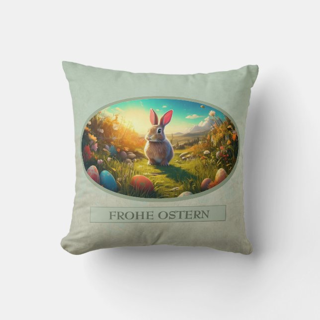 Osterhase im Frühlingszauber Cushion (Front)