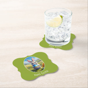 Osterhase mit Ei, Oval - Pappuntersetzer Paper Coaster