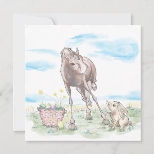Osterkarte mit Pferd und Osterhase, süsse Tiere  Holiday Card