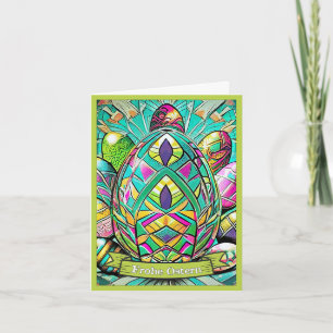 Ostermotiv farbiger Cartoon mit Ostereier 90732 Card