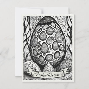 Ostermotiv monochrome Cartoon mit Ostereier 25024