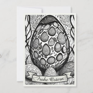 Ostermotiv monochrome Cartoon mit Ostereier 25024