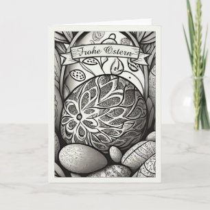 Ostermotiv monochrome Cartoon mit Ostereier 97330 Card