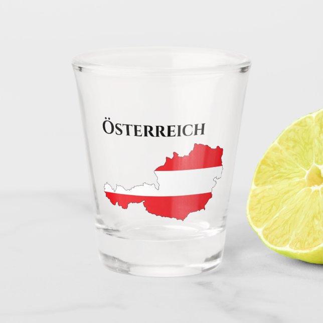 Österreich Austria Austrian Flag Map Shot Glass (Front)