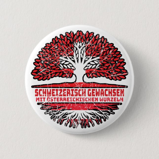 Österreich Österreichisch Schweizer Schweiz Baum 6 Cm Round Badge (Front)