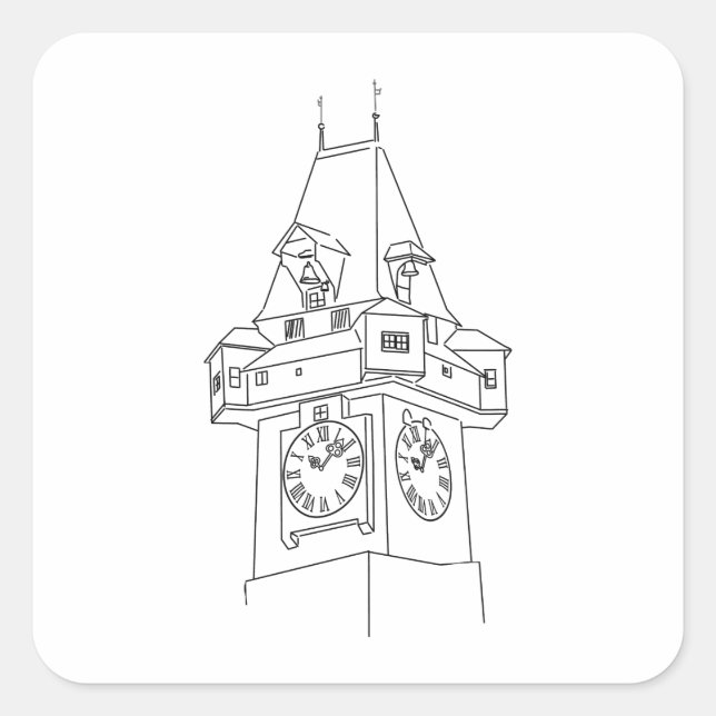 Österreich Steiermark Grazer Uhrturm Square Sticker (Front)