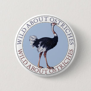 Ostrich 6 Cm Round Badge