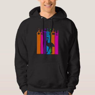 Ostrich Animal Rainbow Bubble With Silhouette Hoodie