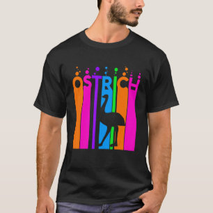 Ostrich Animal Rainbow Bubble With Silhouette T-Shirt