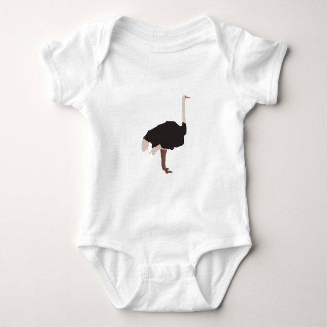 Ostrich Bird Illustration  Baby Bodysuit (Front)