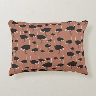 Ostrich Bird Illustration Pattern Decorative Cushion