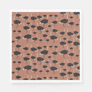Ostrich Bird Illustration Pattern Napkin