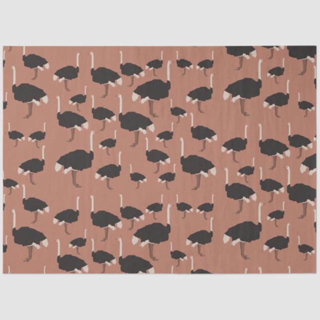 Ostrich Bird Illustration Pattern  Tissue Paper (Front)