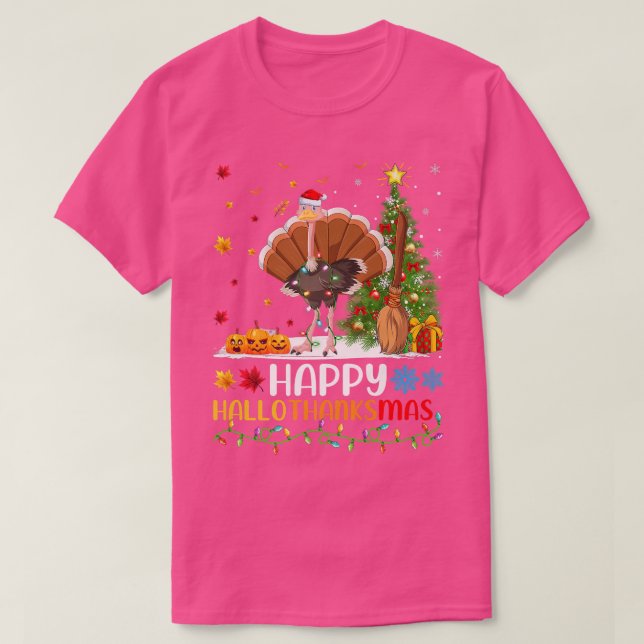 Ostrich Bird Lover Funny Happy Ostrich HelloThanks T-Shirt (Design Front)