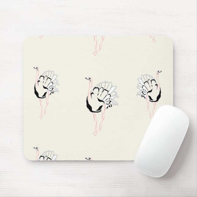 ostrich bird on brown mouse mat (With Mouse)