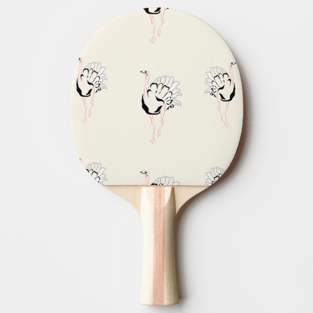 ostrich bird on brown ping pong paddle (Front)