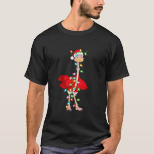 Ostrich Bird Xmas Lighting Santa Costume Ostrich C T-Shirt