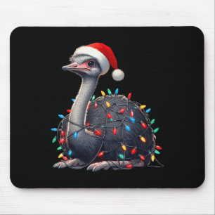Ostrich Christmas Lights Funny Santa Hat Merry Xma Mouse Mat