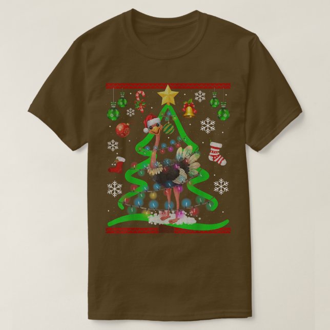Ostrich Christmas Tree Ostriches Ugly Xmas Sweater (Design Front)