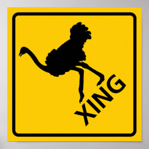 Ostrich Crossing Highway Sign