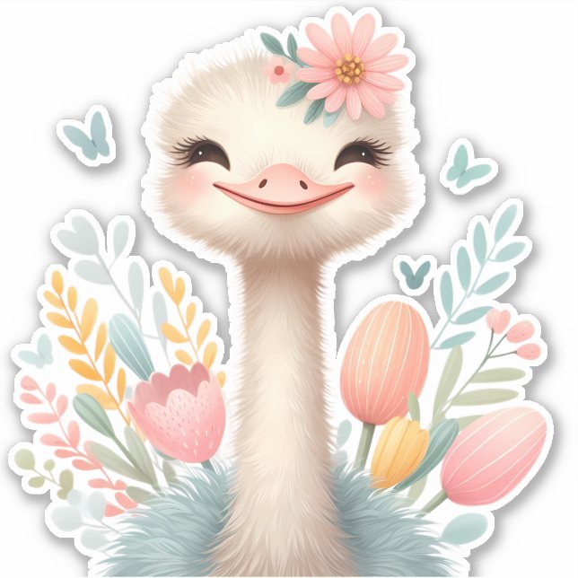 Ostrich Custom Cut Scrapbooking Sticker (Front)