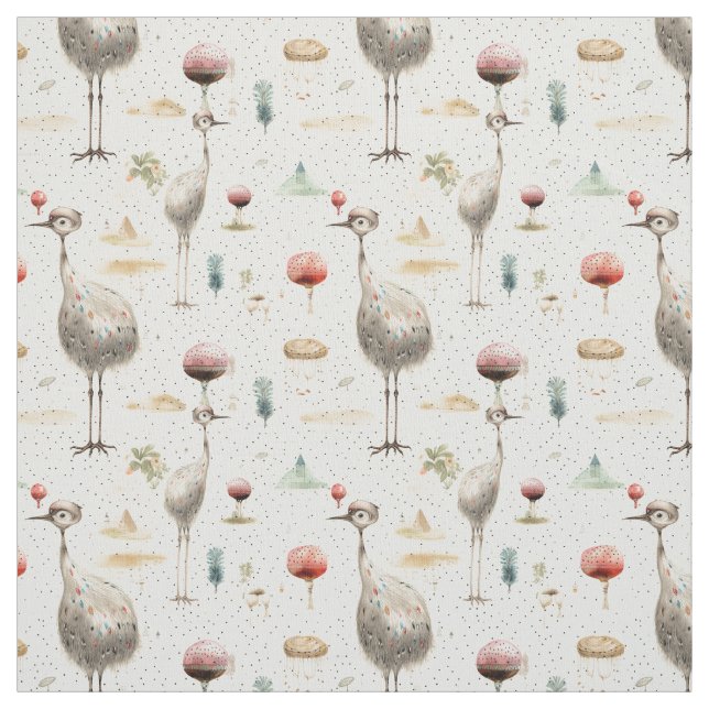 Ostrich Dreams: Whimsy Ostrich Fabric (Swatch)