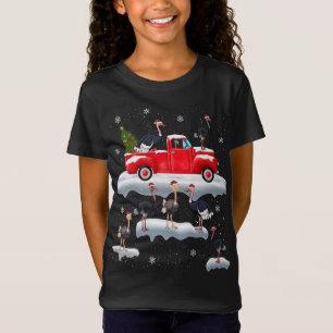 Ostrich Driving Christmas Tree Red Truck Ostrich C T-Shirt