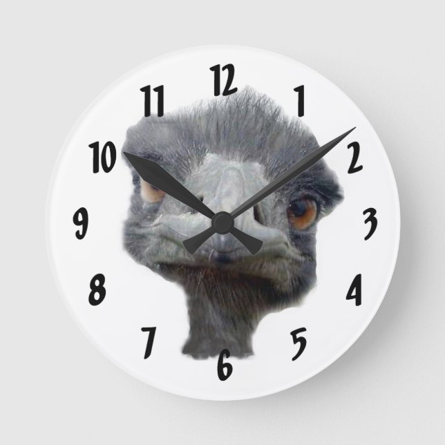 Ostrich Face Round Clock (Front)