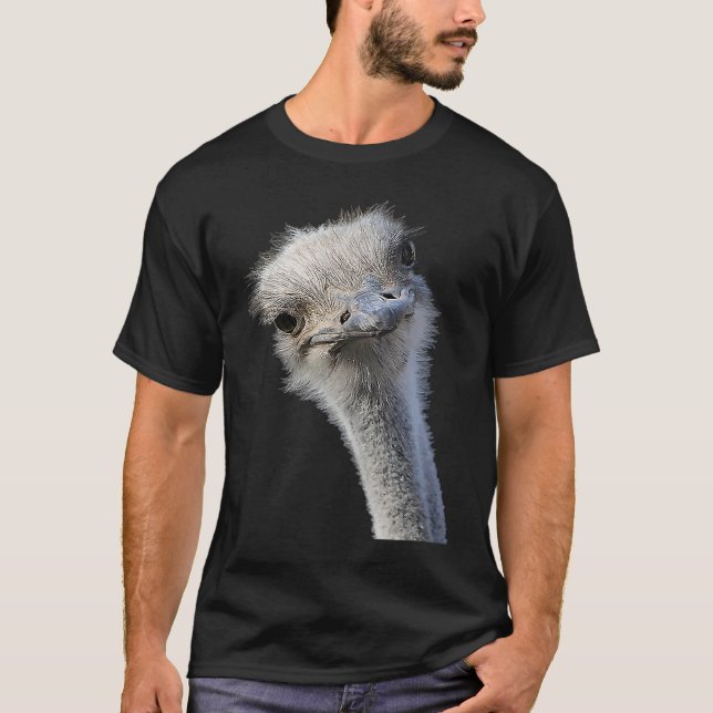 Ostrich Face With Gormless Expression T-Shirt (Front)