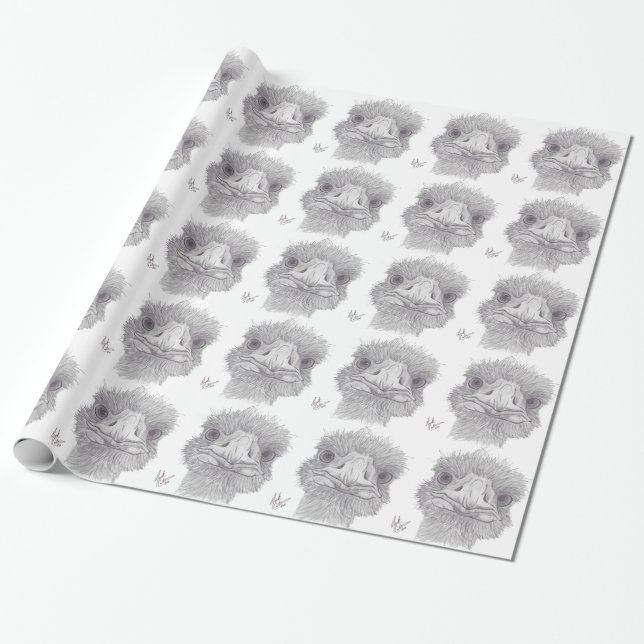 Ostrich Face Wrapping Paper (Unrolled)