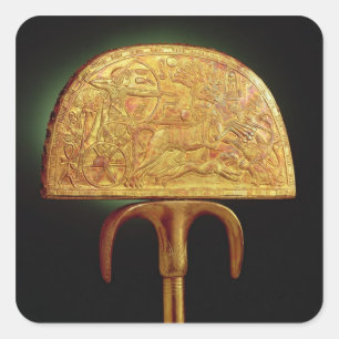 Ostrich-feather fan, from Tomb of Tutankhamun Square Sticker