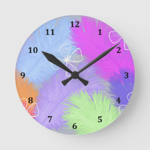 Ostrich Feathers & Flowers Wall Clock