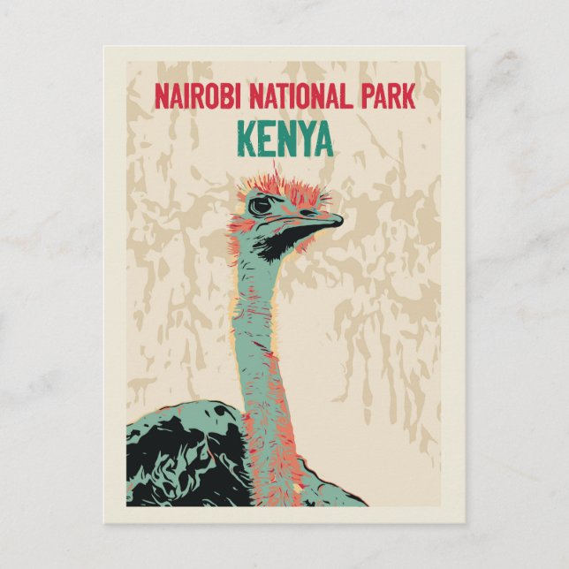 Ostrich from Kenya, Nairobi National Park Postcard (Front)