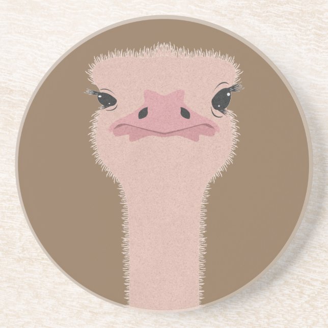 Ostrich funny face coaster (Front)