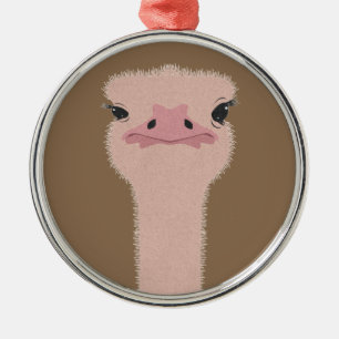 Ostrich funny face metal tree decoration