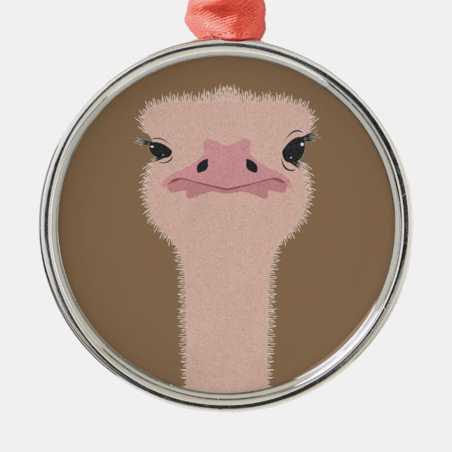 Ostrich funny face metal tree decoration (Front)
