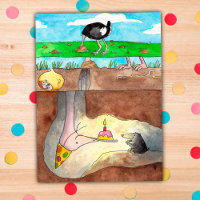 Ostrich Happy Birthday postcard by Nicole Janes