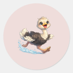 ostrich, happy ostrich, ostrich art, ostrich lover classic round sticker