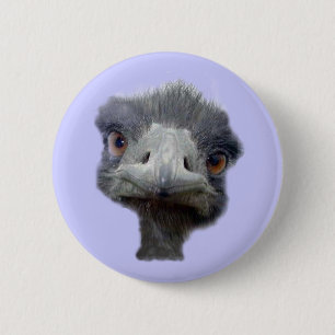 Ostrich head 6 cm round badge