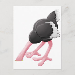 Ostrich Head Buried Cartoon Character Postcard