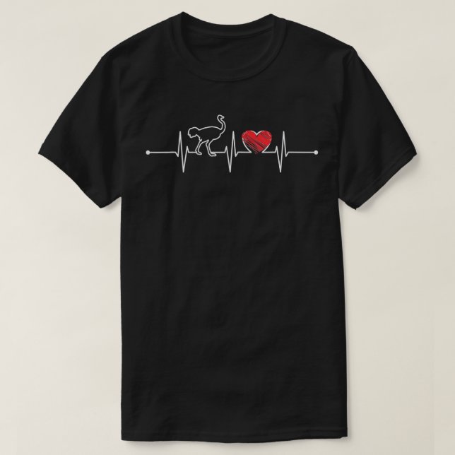 Ostrich Heartbeat Gift Animal Lover Funny EKG Ostr T-Shirt (Design Front)