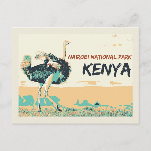 Ostrich in Nairobi National Park, Kenya Postcard (Front)