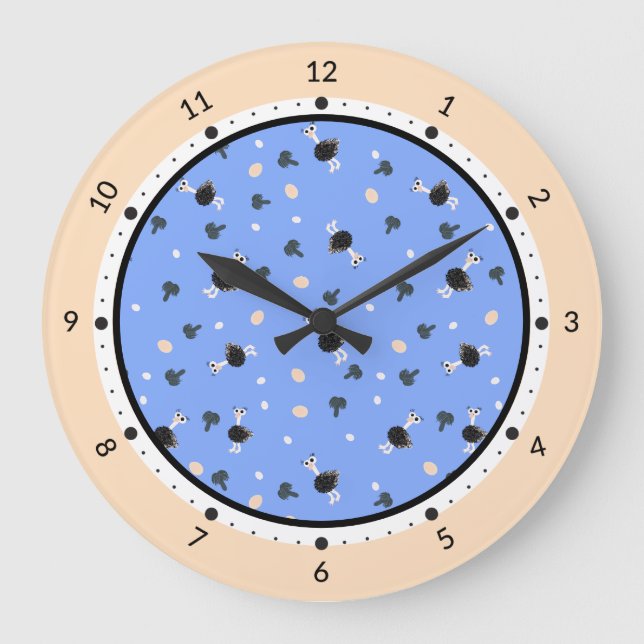 Ostrich pattern clock (Front)