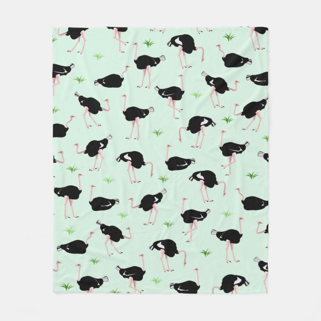 Ostrich pattern fleece blanket (Front)