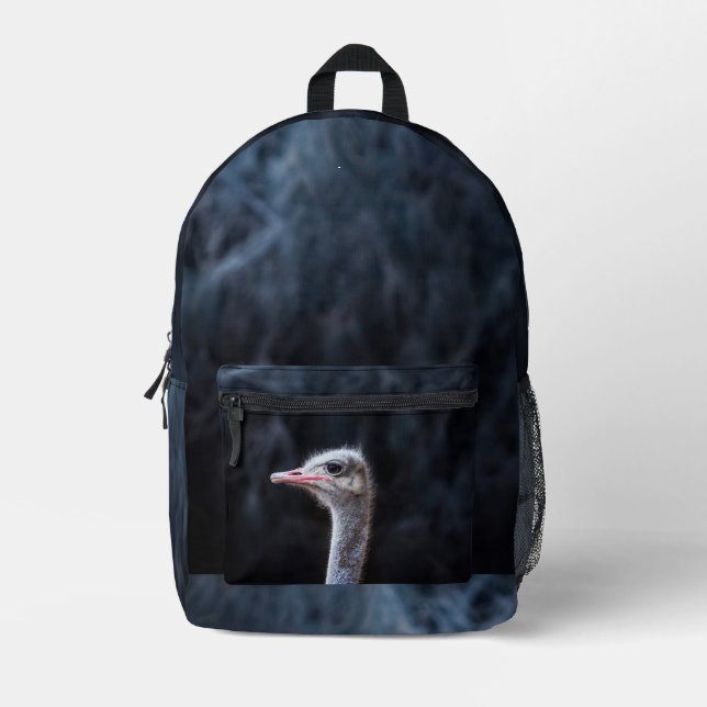 Ostrich Photography Printed Backpack (Front)
