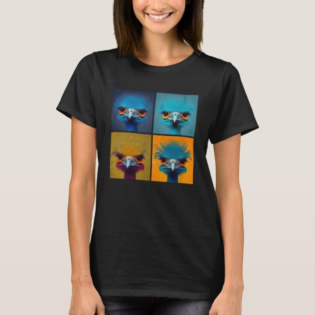 Ostrich Pop Illustration Colourful Animal Women  1 T-Shirt (Front)