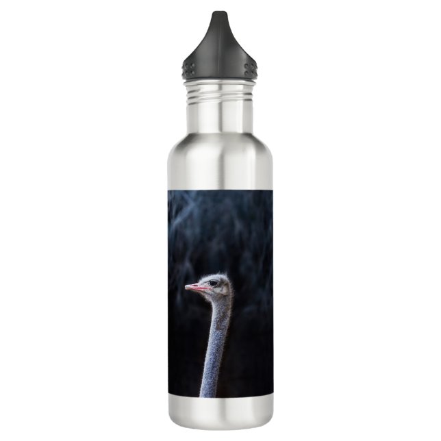 ostrich portrait  710 ml water bottle (Left)