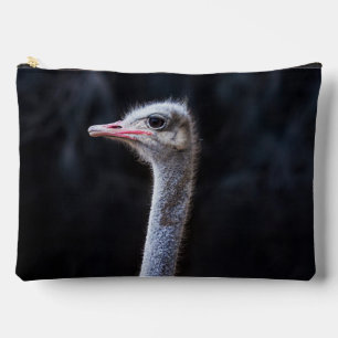ostrich portrait accessory pouch