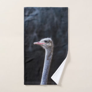 ostrich portrait hand towel