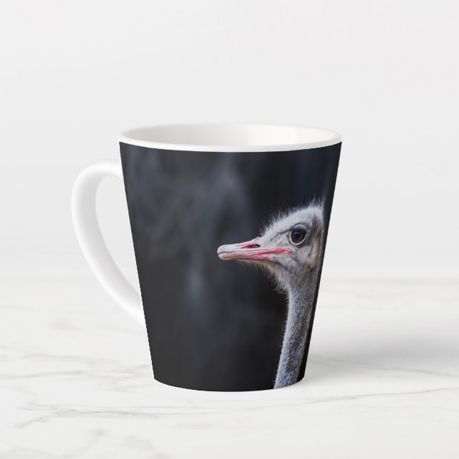 ostrich portrait    latte mug (Left Angle)